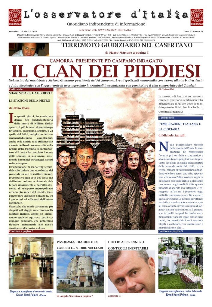 L'osservatore d'Italia edizione del 27 Aprile 2016